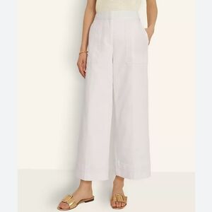 Ann Taylor White Wide-Leg Cropped Pants